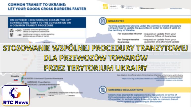 Stosowanie wspólnej procedury tranzytowej dla przewozów towarów przez terytorium Ukrainy